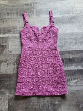 Alexis Aurelie Mini Dress size XS Pink Textured Quilted Sweetheart Neckline